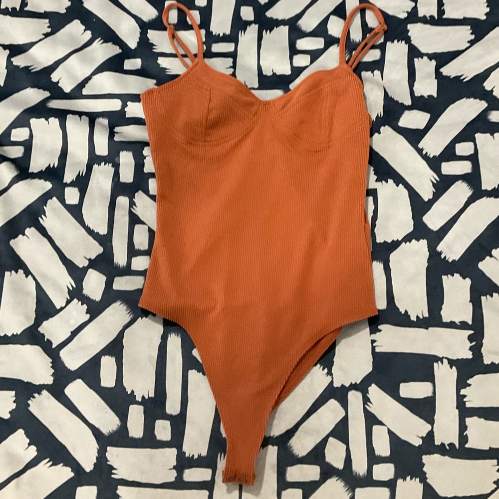 F21 Copper Ribbed Bodysuit